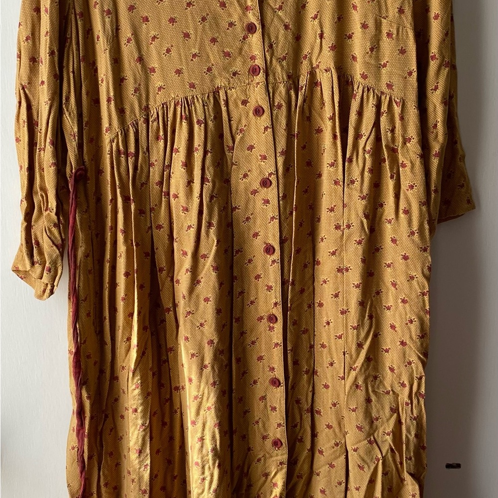 Yellow Floral Button-Up Dress